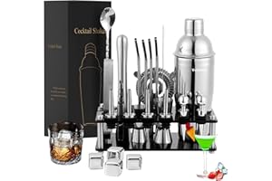 VOMKELA Cocktail Set 750ml Cocktail Shaker,24pcs Bar Zubehör Coctail Mixer Set Barkeepers Friends Jigger,Boston Shaker Bartender Set Deko for Men Women (Typ 4)