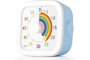 HOTUT 60 minut wizualny timer, wizualny timer, dziecko, wizualne odliczanie z cichą pracą, zegar biurkowy, tęczowy wzór, zegar do klasy, minutnik kuchenny, do pieczenia, centrum fitness, niebieski