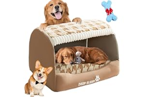 Cozy Dog House Bed Gemütliches Hundehaus Cozy House Dog Bed hundehöhle Indoor höhle Hund Hunde höhlenbett hundehaus für drinnen (braun,L)