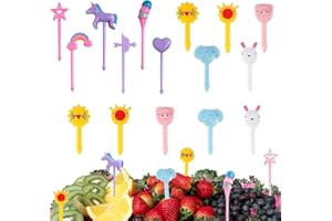 ORAPINK Mini fiambrera de dibujos animados, tenedor de frutas, palillos de dientes, comida para niños, palillos para tartas, accesorios para caja de almuerzo, lindo mini palillo de dientes, fruta de postre