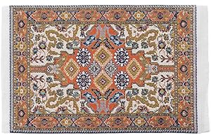 Odoria Maison de Poupée Tapis Miniature: 1/12 Échelle Mini Paillasson Salon Chambre à Coucher Vintage Oriental Motif Tribal