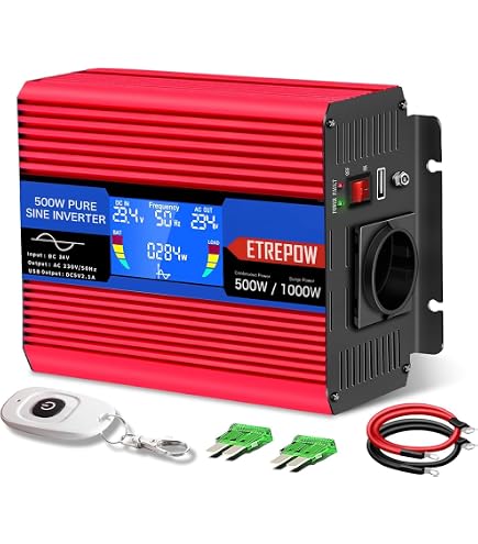 Inverter Green Cell 300/600W 12V A 220V - Onda Modificata, Per Camper E Auto, Con USB, Perfetto Per Viaggi!