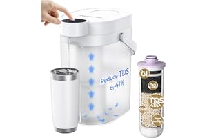 Waterdrop TDS Reduction Rechargeable Water Filter Dispenser, WD-ED25TW 3.5L 5-Stage Retain Key Minerals, Instantly Improve Flavor, Portable Countertop Water Filtration System with 1 WD-EWFR Filter