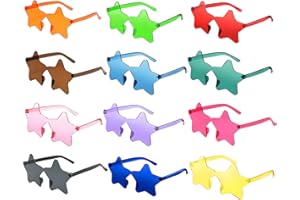 YAYAFUNFUN 12Pcs Star Shaped Sunglass Party Glasses for Kids Adults,Festival Glasses Fancy Dress Sunglass Funky Hippie Glasses Star Shaped Sunglasses Multipack for Children,Costume Bachelorette Party Accessories