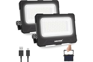 ‎MEIKEE MEIKEE 80 W LED Work Light 12000 mAh LED Construction Spotlight Battery Spotlight 4 Light Modes Camping Lamp Portable 5 Brightness Solar USB Charging Battery Lamp for Camping, Garage, Construction,