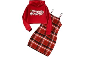 Ella Lust Tenues de Noël tendance 2 pièces pour filles - Haut à manches longues et robe à imprimé joyeux Noël Vêtements mignons Cadeau de festival pour les enfants de 3 à 10 ans