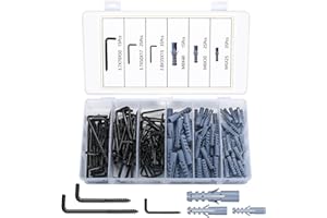 SIGULIKEJI 150 Pcs Alcayatas Pared en Forma de L, Ganchos de Tornillo, Alcallatas Pared Roscadas, Ganchos de Techo en Forma de L en Ángulo Recto para Plantas Tazas (75 Gancho, 75 Anclas) - Negro