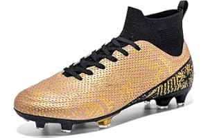 WOWEI Chaussures de Football Homme Crampons de Foot Garçons Homme Professionnel High Top Spikes Crampons de Foot Antidérapant Athlétisme Chaussures