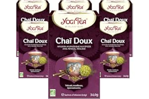 YOGI TEA, Chaï Doux, Infusion Bio, Tisane Naturellement Sans Caféine, Mélange d'Anis, Fenouil et Réglisse, 102 (6x17) Sachets de Thé