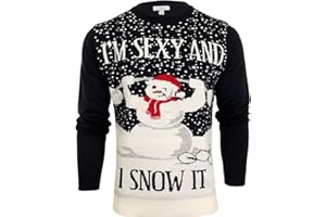 Xact Men's Novelty Funny Christmas Jumper, Sexy & I Snow It Slogan, Crew Neck