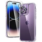 TAURI 5 in 1 per Cover iPhone 14 Pro, [Senza Ingiallimento] 2 Pellicola Vetro Temperato + 2 Protezione Fotocamera [Protezione