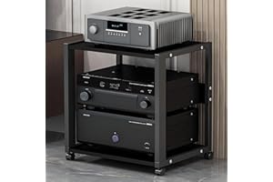 Valdoza 2/3 Capa Mueble Equipo HiFi para Equipo De MÃsica con Rodillo, Estante De Audio con Estante Ajustable, para Equipo De Audio Y Vídeo Amplificador Gabinete De Componentes De Vídeo(2-Layer)