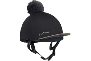 LeMieux Classique Pom Hat Silk - Detachable Faux Fur Pom Pom - Four Way Stretch To Fit Most Equestrian Riding Helmets
