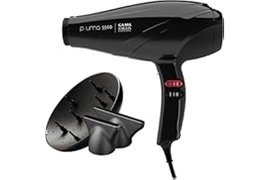 GA.MA Italy Professional, Suszarka Pluma 5500 Oxy-Active, Profesjonalna suszarka z włoskim silnikiem AC o mocy 2400 W, Technologie System C i Oxy-Active dla lśniących włosów bez puszenia się, Czarna