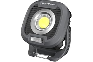 SOLIDLINE ST Solidline SAL2R - Lampada da officina a LED super luminosa, posizionamento flessibile, fino a 1500 lumen, 60 m, durata di 6 ore, batteria ricaricabile con funzione power bank, 1 pezzo