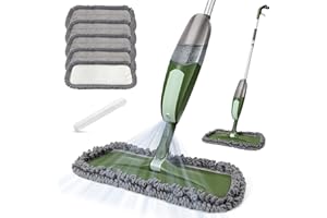 MASTERTOP Balai Vaporisateur Lave-Sol en Microfibre avec Réservoir d'eau 550ml, Large Serpillère à Plat en Aluminium avec Pulvérisateur, Spray Mop Vadrouille 43cm avec 5 Tampons Réutilisables