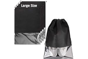 ILLUVA 4 Pièces Sac à Chaussures de Voyage, Grand Sac de Rangement Anti-Poussière Imperméable pour Chaussures, avec Fenêtre Transparente, pour Voyage et Sport