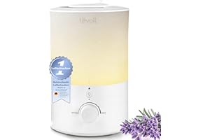 ‎LEVOIT Levoit Top-Fill Luftbefeuchter, 25dB leise Humidifier für Schlafzimmer, Baby, mit Nachtlicht, bis 25H, Raumbefeuchter mit 360°Drehdüse für Kinderzimmer, Pflanzen, Auto Shut-off, 3 L, Warmweiß