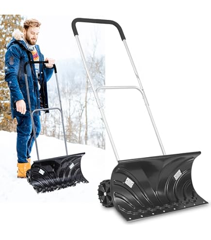 VEVOR Schneeschieber Mit Rädern 74,5cm - Schneeschaufel Mit U-Griff & 15° Neigung