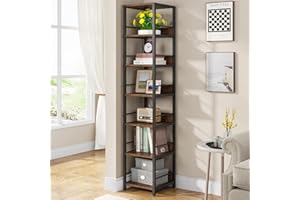 Tribesigns Étagère d'angle étroite à 6 Niveaux, 190 cm de Haut, étagère de Rangement pour Petits espaces, bibliothèque d'angle carrée Rustique pour Salon, Salle de Bain