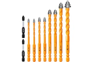 Upgraded Masonry Drill Bits Set 5*2/6*2/8*2/10/12mm, EXFEIN Serrated Drill Bits Set - 8-Piece Carbide Drill Bits and 2-Piece Magnetic Screwdriver Bits for Wood Plastic Tile Concrete Brick Marble