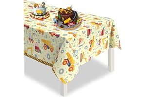 ‎XINVERY Xinvery Fahrzeuge Party Tischdecke, Gelbe Auto Tischdecke Gelb Engineering Fahrzeug Tischdecken Dekorationen für Jungen Kinder Geburtstag Baby Shower Party 137 x 274cm