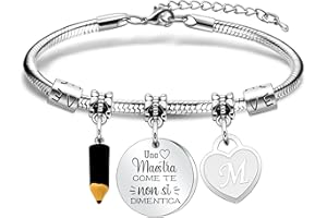 Boxasd Maestro Insegnante Bracciale Lettera Bracciale Regalo Giorno Dell'insegnante Braccialetto Donna Grazie Insegnante Regalo Studentesco Regalo di Laurea Regalo di Compleanno Commemorativo
