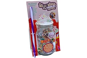 AKEDE Make Your Own Milkshake Kit - Milkshake Gift Set - Includes Mason Jar & Straw, Milkshake Mix, Cake Pop, Sugar Strands, Starlight Candies - Willy Wonka & The Chocolate Factory - Wonka Candy