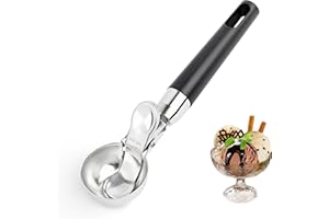 Pickpiff Cuillère à Glace Avec éjecteur, Cuillere a Glace En Acier Inoxydable Poli, De Boules De Glace Pour Crème Glacée, Falafels, Riz, Ice Cream Scoop, 20x4,8 cm