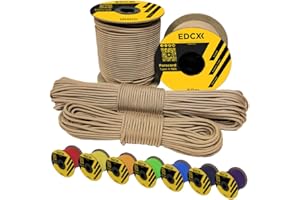 EdcX 3 mm Nylon Paracord 425 (15, 30, 50 and 100m) – 3 mm Type II, 100% Nylon Rope, 3 Strand Rope, 3 mm Nylon Rope in Many Colors (Tan, 50 m)