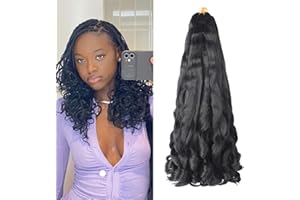 ALALEIBABY 14 inch French Curl Braiding Hair 8 Pc crochet braids hair extensions Curl Braids Crochet Hair expression hair french curl braiding hair Extensions Pre Stretched Bouncy Braiding Hair(14 inches, 1B#).
