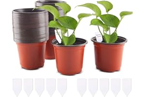FORMIZON 100 Pcs Plastic Plant Flower Pots, 10cm Seed Pots and 10 Pcs Plants Tags, Plastic Plants Nursery Pots Seed Starting Pots Flower Plant Perfect for Gardener