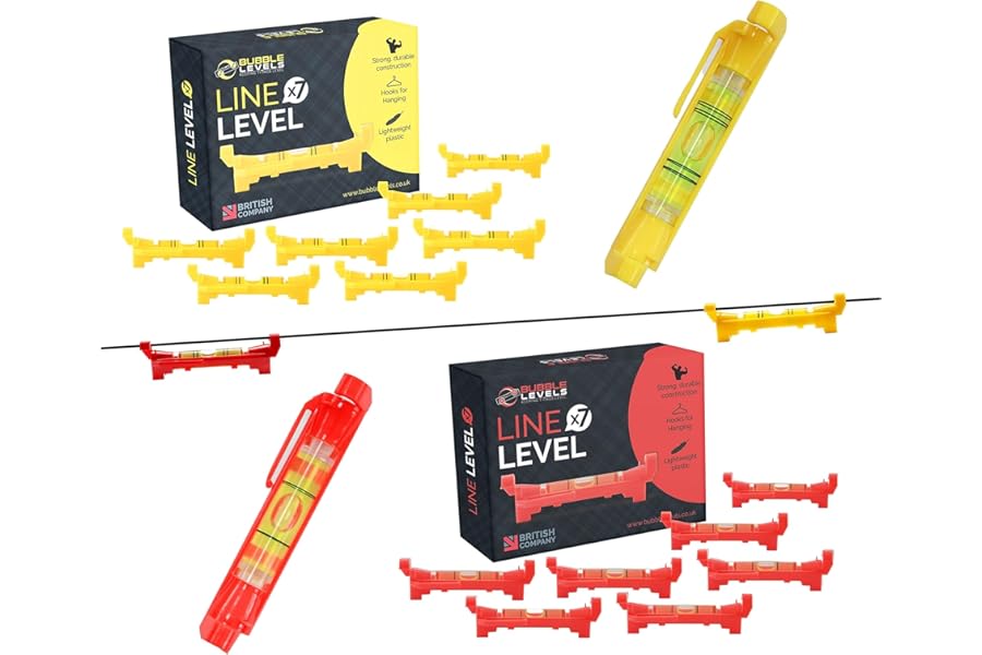 'BUBBLE LEVELS' - 7X Pocket Bubble Level for Builders Line | Hanging String Bubble Level Set for Building Trades, Engineering, Surveying, Metalworking Landscaping or Construction (Yellow)