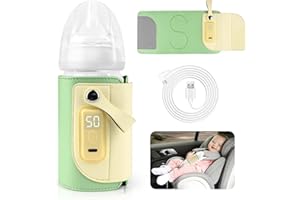 CLOXKS Portable Baby Bottle Warmer, USB Bottle Warmer Bag, 5 Gears Adjustable Bottle Warmer Cover with LCD Display for Milk and Baby Food