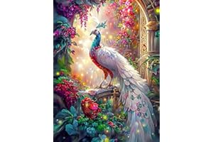 LWZAYS Diamond Painting Kits for Adults,5D Colorful Peacock Diamond Art Kits,DIY Rhinestone Diamond Art Round Full Drill Diamonds Gem Arts for Home Decor Gifts（16x12inch）