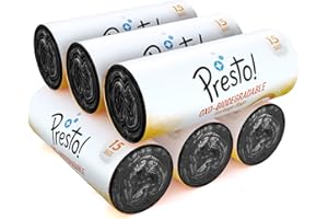 Presto! Oxo-Biodegradable Garbage Bags, Large (24 x 32 inches) - 15 bags/roll (Pack of 6, Black)