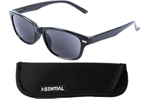 I-Sential Reading Sunglasses Tinted Sun Readers Glasses Flex Temples UV400 Smoke Black Lens Mens Womens Retro Classic & Case