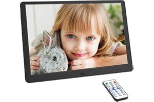 UrChoiceLtd Marco Digital Fotos 10.1 Pulgadas HD 1920x1080 Marcos Digitales Foto y Video/Reproductor de Audio/Reloj/Electrónico/Calendario Compatible con Tarjeta USB/SD con Control Remoto(Negro)