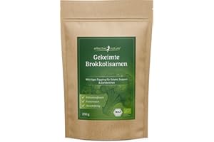‎EFFECTIVE NATURE Gekeimte Brokkoli Samen Bio - Verzehrfertig, nicht für Sprossen Zucht - 250 g Brokkolisamen - Mit Sulforaphan - Reich an Ballaststoffen und Protein