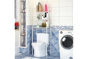 YIZHE Estanteria sobre Inodoro WC Cuarto Baño Lavadora Ahorra Espacio Almacenamiento,Estantería de Baño sobre Inodoro | 3 Alturas | Resistente a Agua y Polvo,165 * 55 * 26cm-Blanco