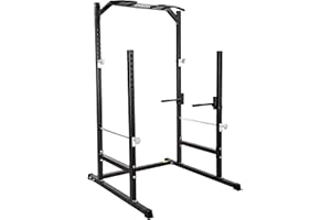 GYM MASTER Heavy Duty Half Power Cage Weight Lifting Squat Rack & Dip Station Tower