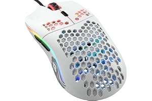 Glorious Gaming Model O- (Petite) Souris de jeu filaire - Design nid d’abeille 58 g, RGB, capteur Pixart 3360, switches Omron, ambidextre - Blanc mat