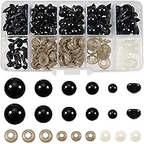 TOAOB 150 stuks Veiligheidsogen met Sluitringen 6 tot 12 mm Zwarte Ronde Kunststof Poppenogen voor Marionet Pluche Dier Handwerk