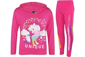 A2Z 4 Kids Chándal único de unicornio para niñas con capucha, diseño de hilo arcoíris, camiseta gris y leggings, ropa de descanso, nueva edad 7, 8, 9, 10, 11, 12, 13 años