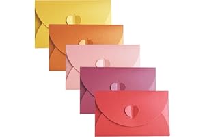 KNOWING 20pcs Busta di carta perlescente,Busta color caramello,Retro creativo Busta carina a forma di cuore, per la cerimonia nuziale, regali di compleanno,5 colori, (Giallo, Oro, Rosa, Viola, Rosso)