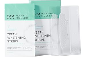 HANNA MÜLLER 28 PCS Teeth Whitening Strips - Home Use Teeth Whitening Strips, 4X Whiter with 0.1% Carbamide Peroxide, Enamel Safe Whitening Strips, Effective Tooth Whitening, Teeth Whitening Kit