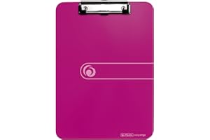 Herlitz® Deska z Zaciskiem ClipBoard | Rozmiar A4 | Podkładka pod Notatki | Możliwość Zawieszenia | Umożliwiająca Pisanie na Stojąco| na Szkolenie | w Terenie | do Biura Magazynu | Easy Orga| Malinowa