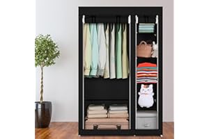 Outvita Armoire de Rangement Penderie Tissu Armoire Chambre Portable pour Chambre D'adulte avec Housse 5 Couches - 110 x 45 x 175 cm, Noir