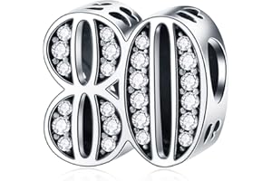 CRISNATA 5,10 to 50 52 55 56 60 65 70 75 80 Birthday Charms fit European Anniversary Bracelets, 925 Sterling Silver Number Charms with Clear CZ Stones, Gifts for Family/Lover/Friends