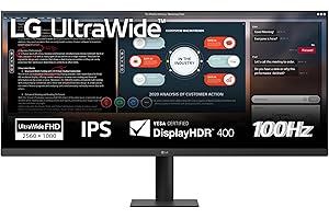 LG 34U511A Monitor UltraWide 21:9 34" IPS, WFHD (2560x1080), HDR 400, 100Hz, sRGB 99%, HDMI, DisplayPort, Uscita Cuffie, Schermo Antiriflesso, Reader Mode, Flicker Safe, Nero